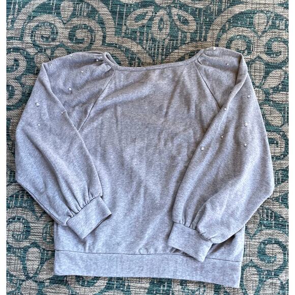 Loft Pearl Embellished Gray Sweatshirt‎ Top - Size XL - Picture 3 of 7